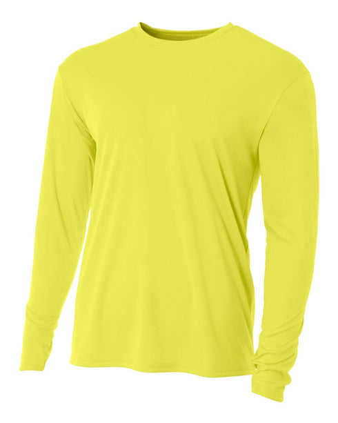 A4 Youth Cooling Performance Long Sleeve Crew (N3165), Color 'Safety Yellow'